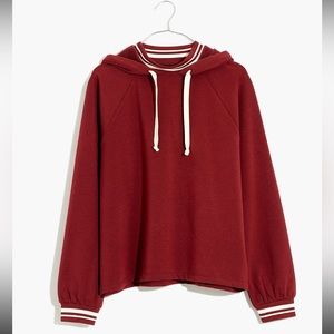 Madewell- MWL Superbrushed Easygoing Hoodie Sweatshirt: Striped-Trim Edition